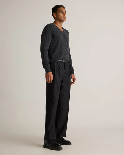 Mongolian Cashmere V-Neck Sweater - S / Oatmeal