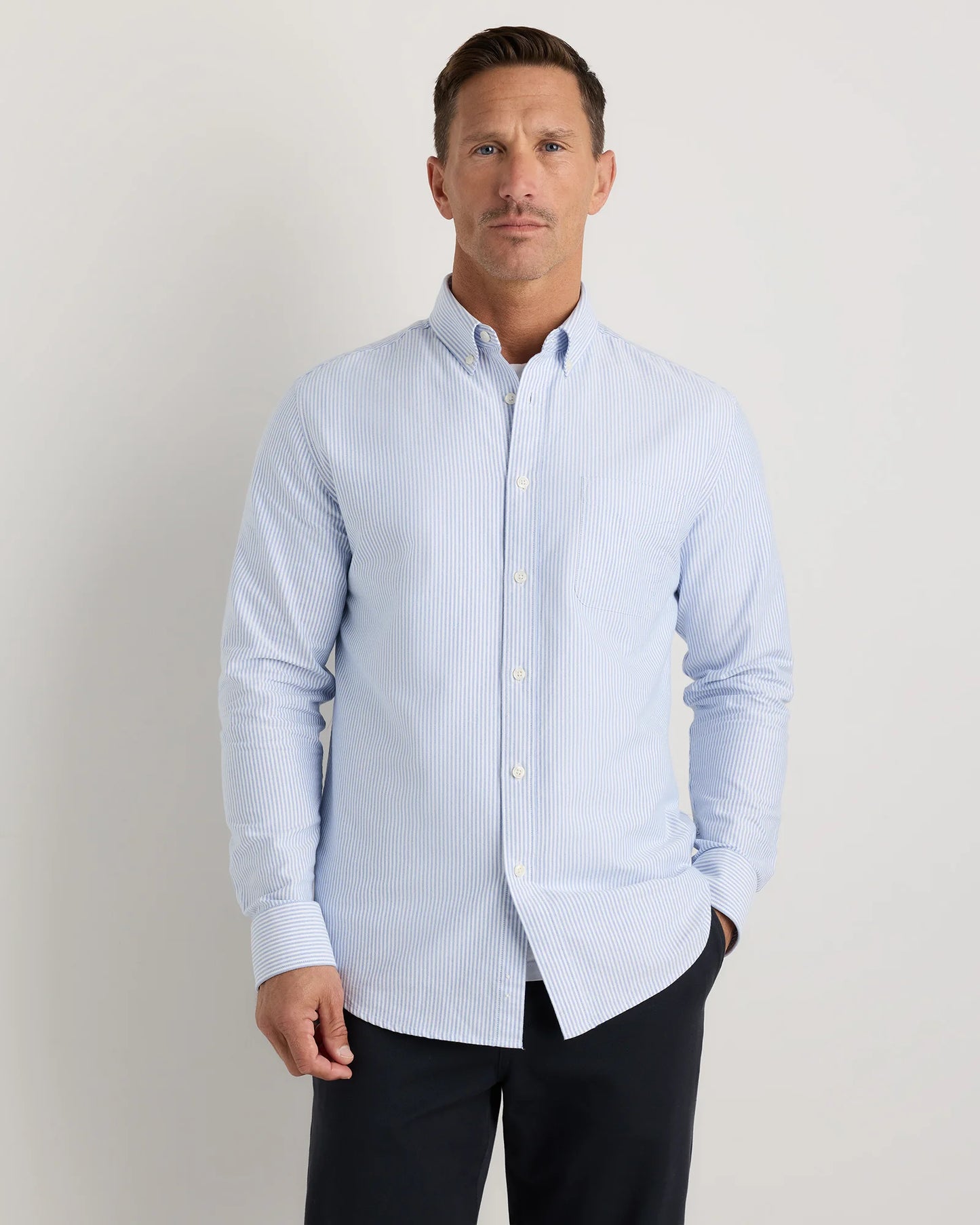 100% Organic Cotton Oxford Shirt - XS / Light Pink Stripe