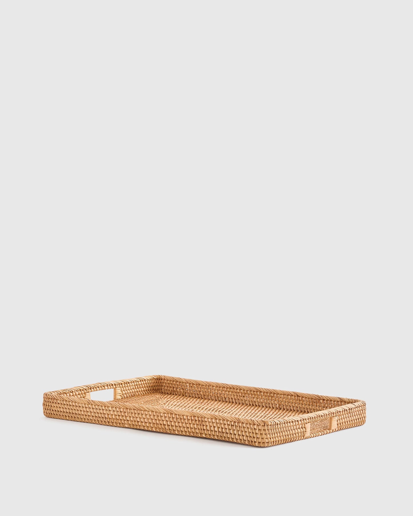 Handwoven Rattan Rectangular Tray - One Size / Natural