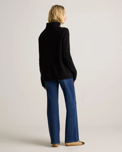 Mongolian Cashmere Fisherman Turtleneck Sweater - XS / Black