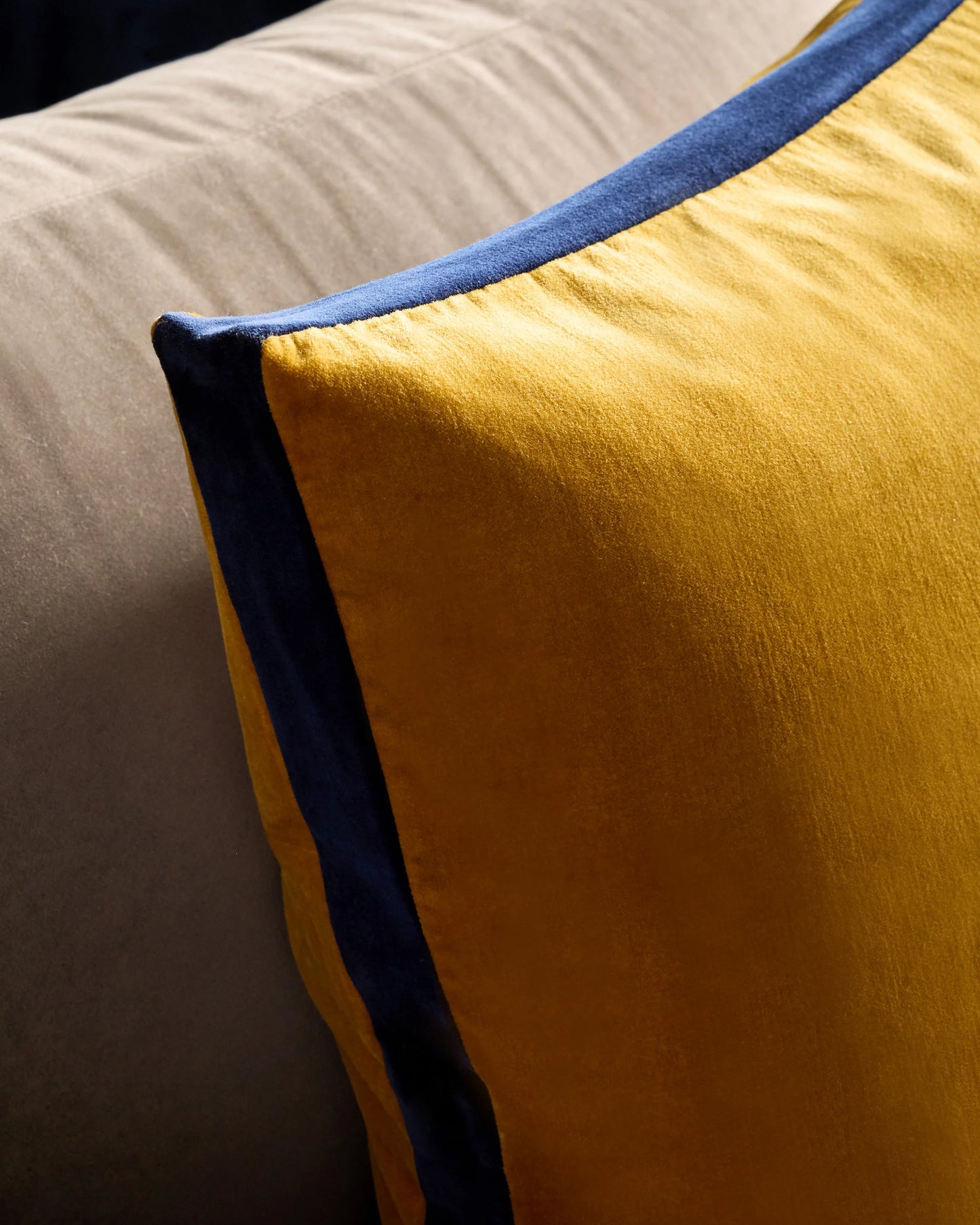 Contrast Velvet Edge Pillow Cover - 20x20 / Taupe/Espresso