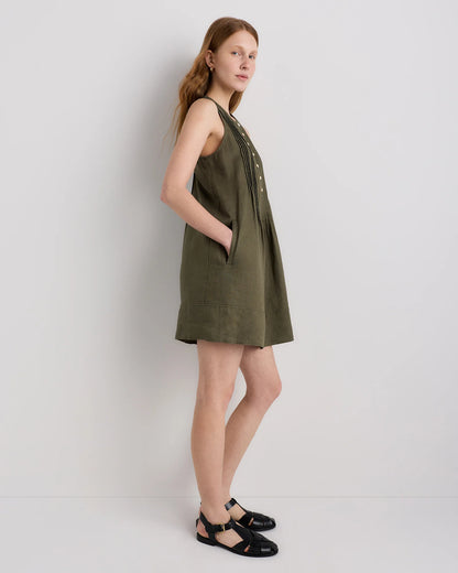 100% European Linen Sleeveless Swing Dress - XS / Classic Mini Gingham