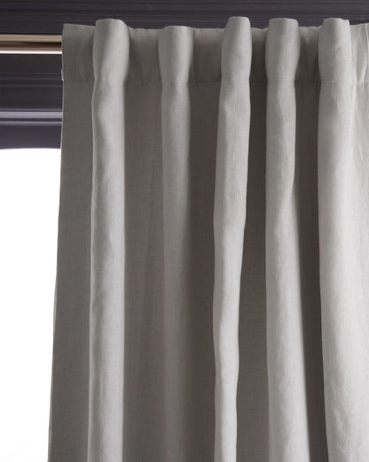 Heavyweight European Linen Room Darkening Curtain - 48x84 / White