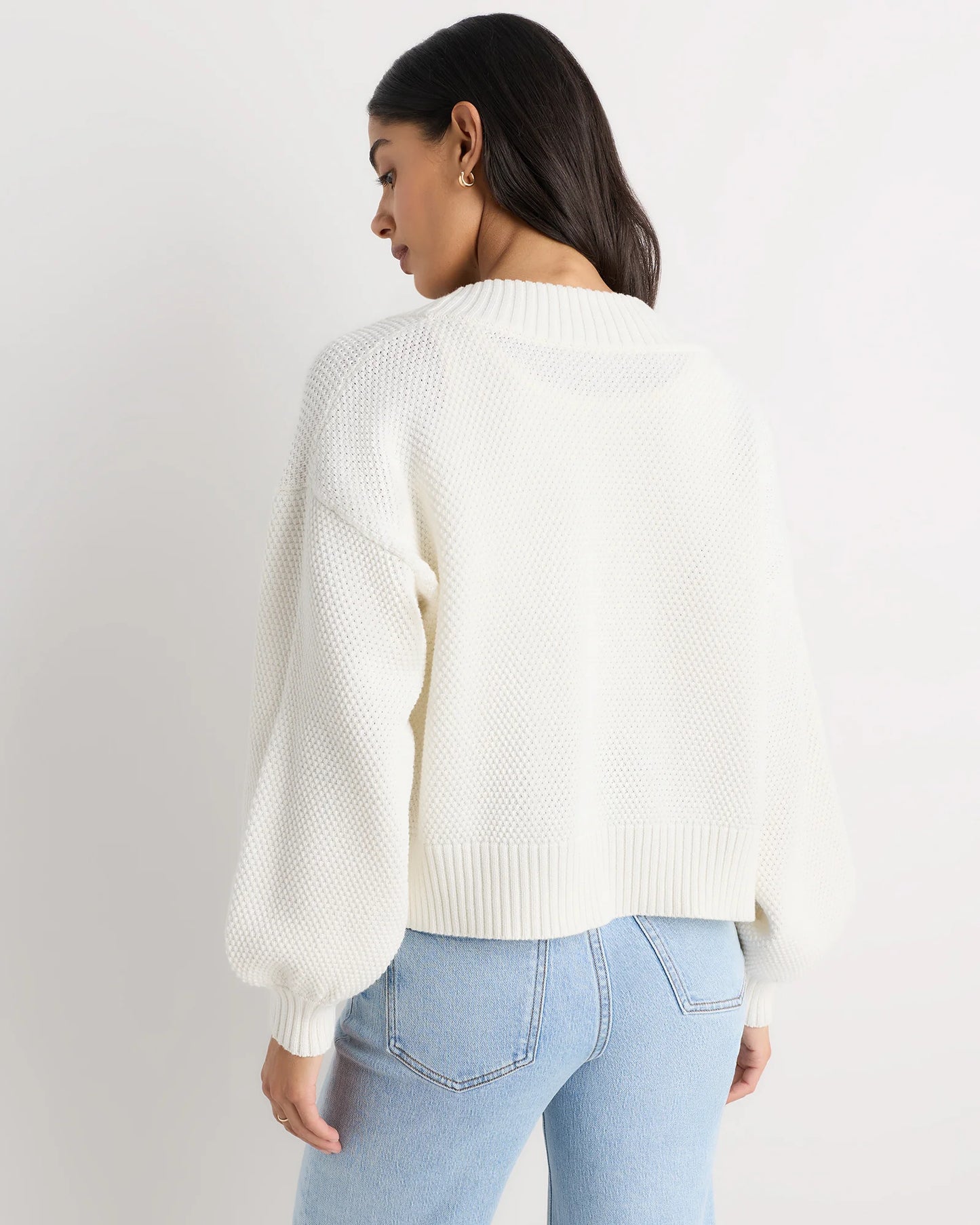 100% Organic Cotton Waffle Stitch Open Cardigan - XS / Sky Blue