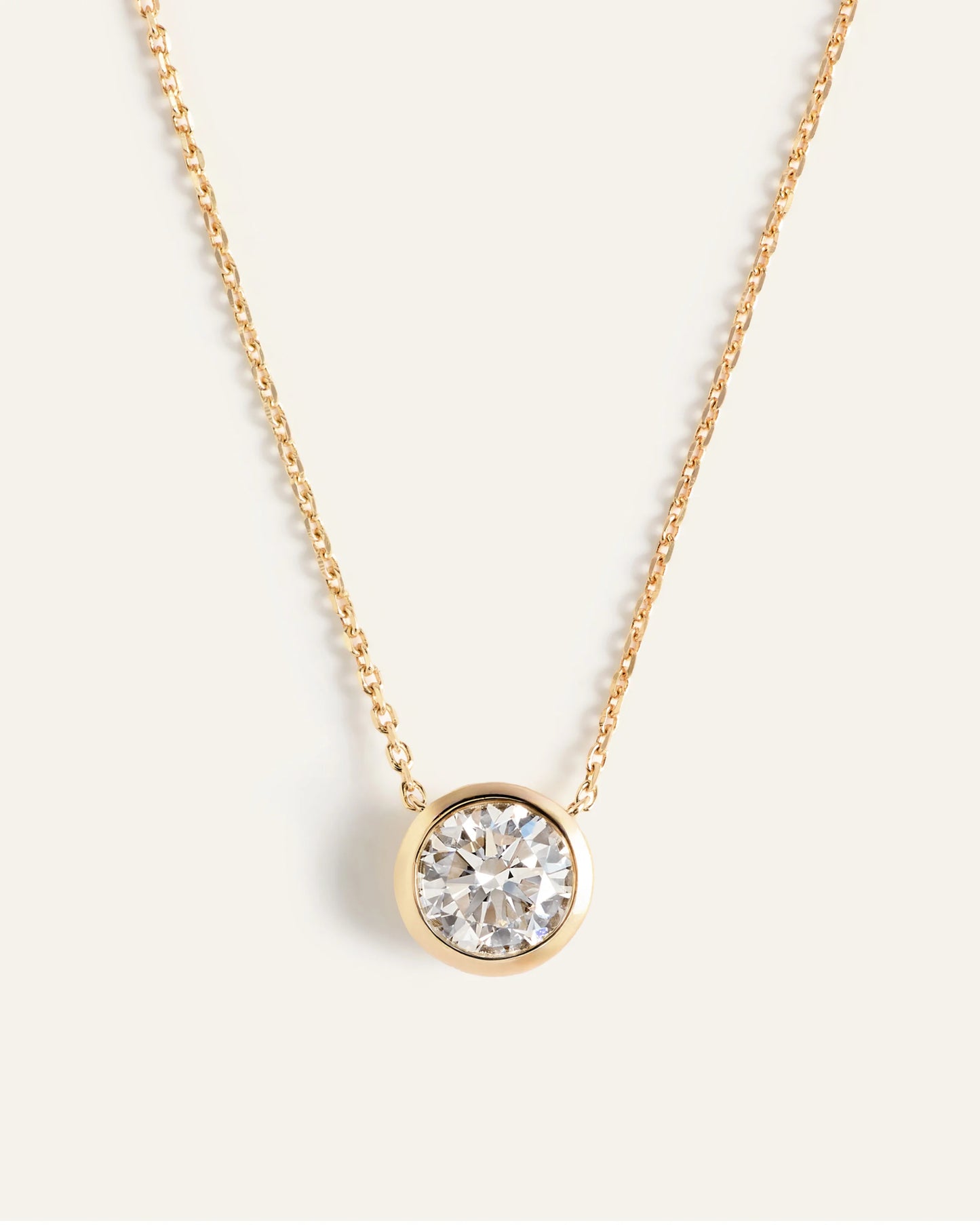 14K Gold Lab Grown Diamond Bezel Necklace - One Size / Yellow Gold