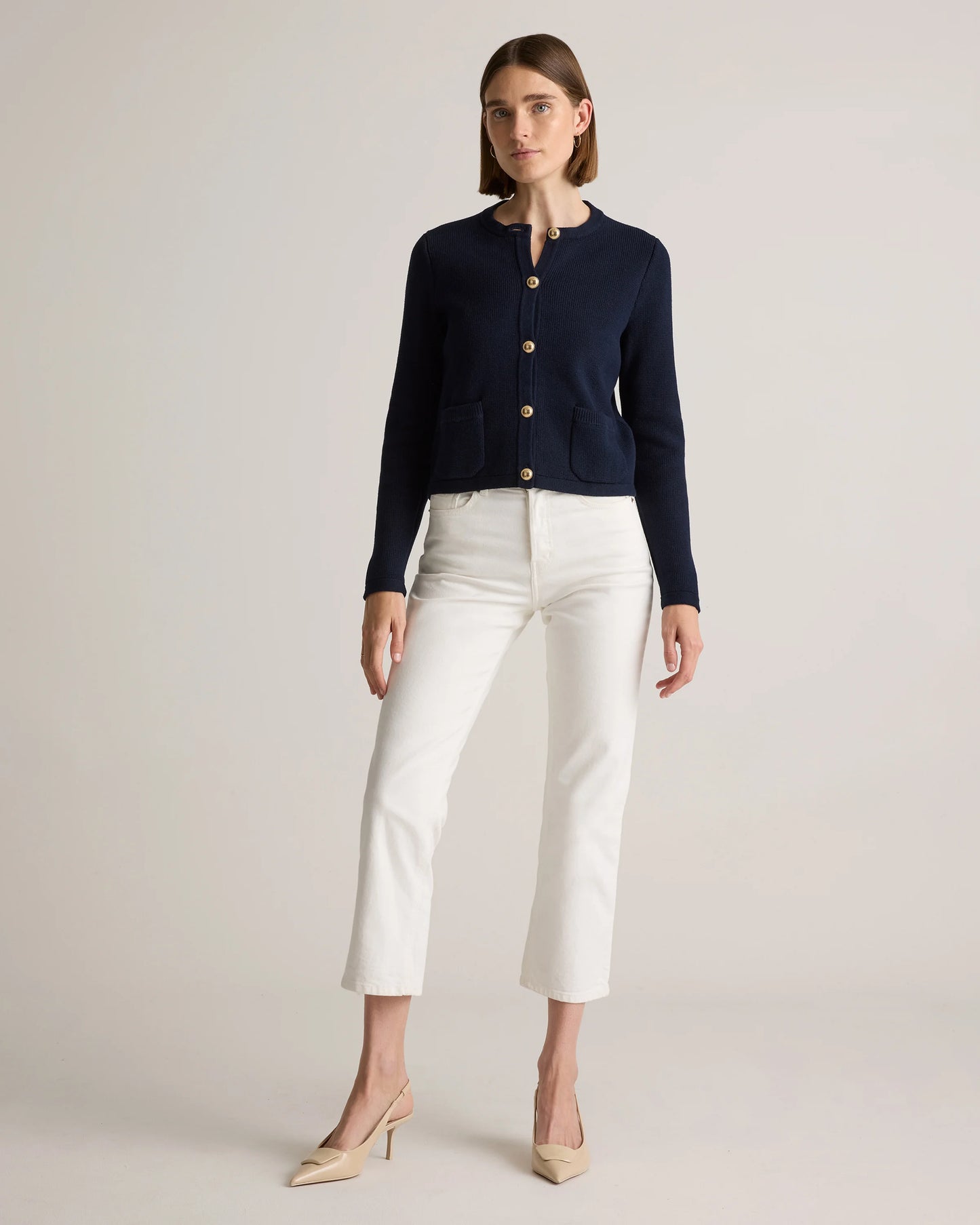 100% Organic Cotton Sweater Jacket - XS / Black/Ivory Colorblock