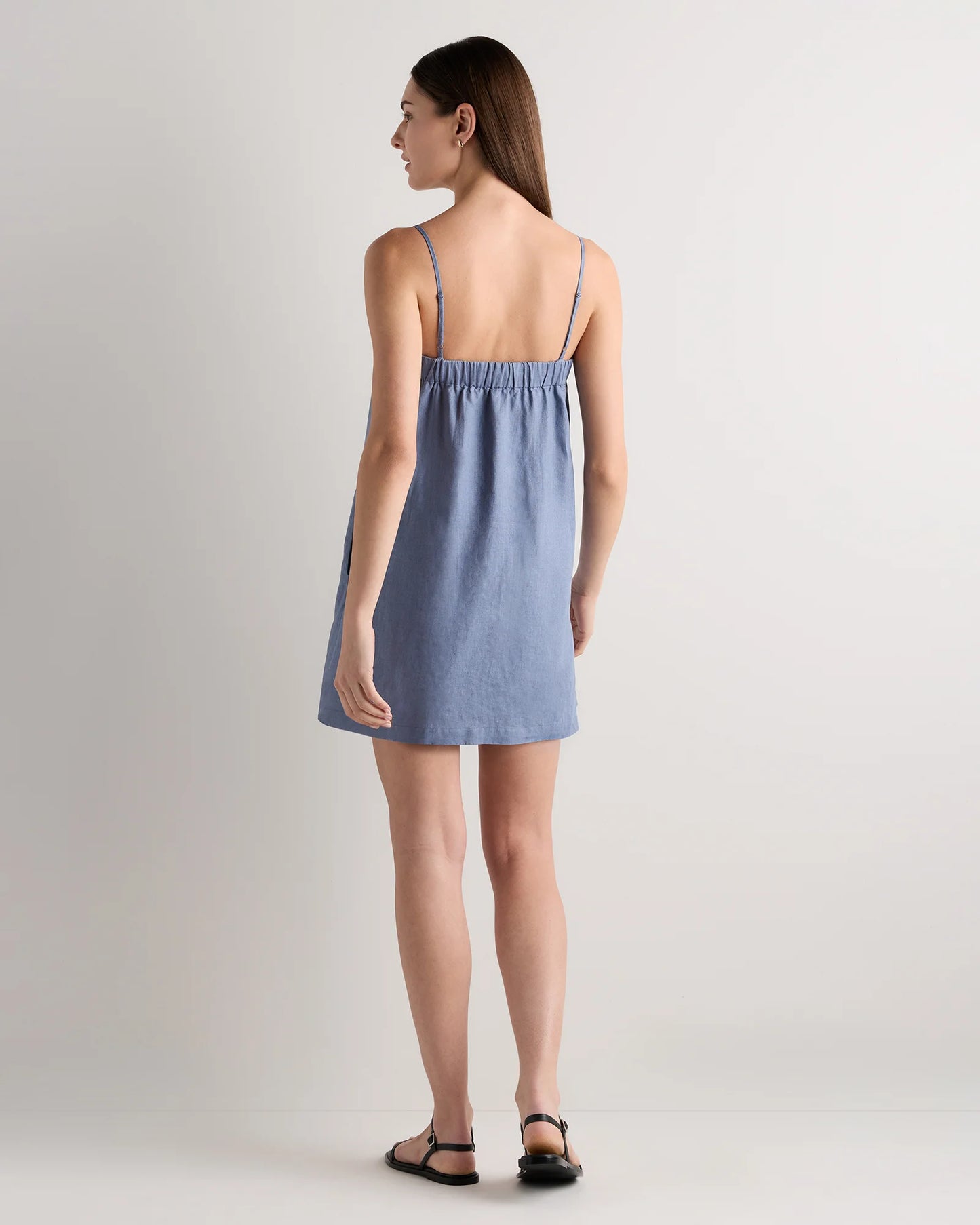 100% European Linen Mini Skort Dress - XS / Moonstone Blue