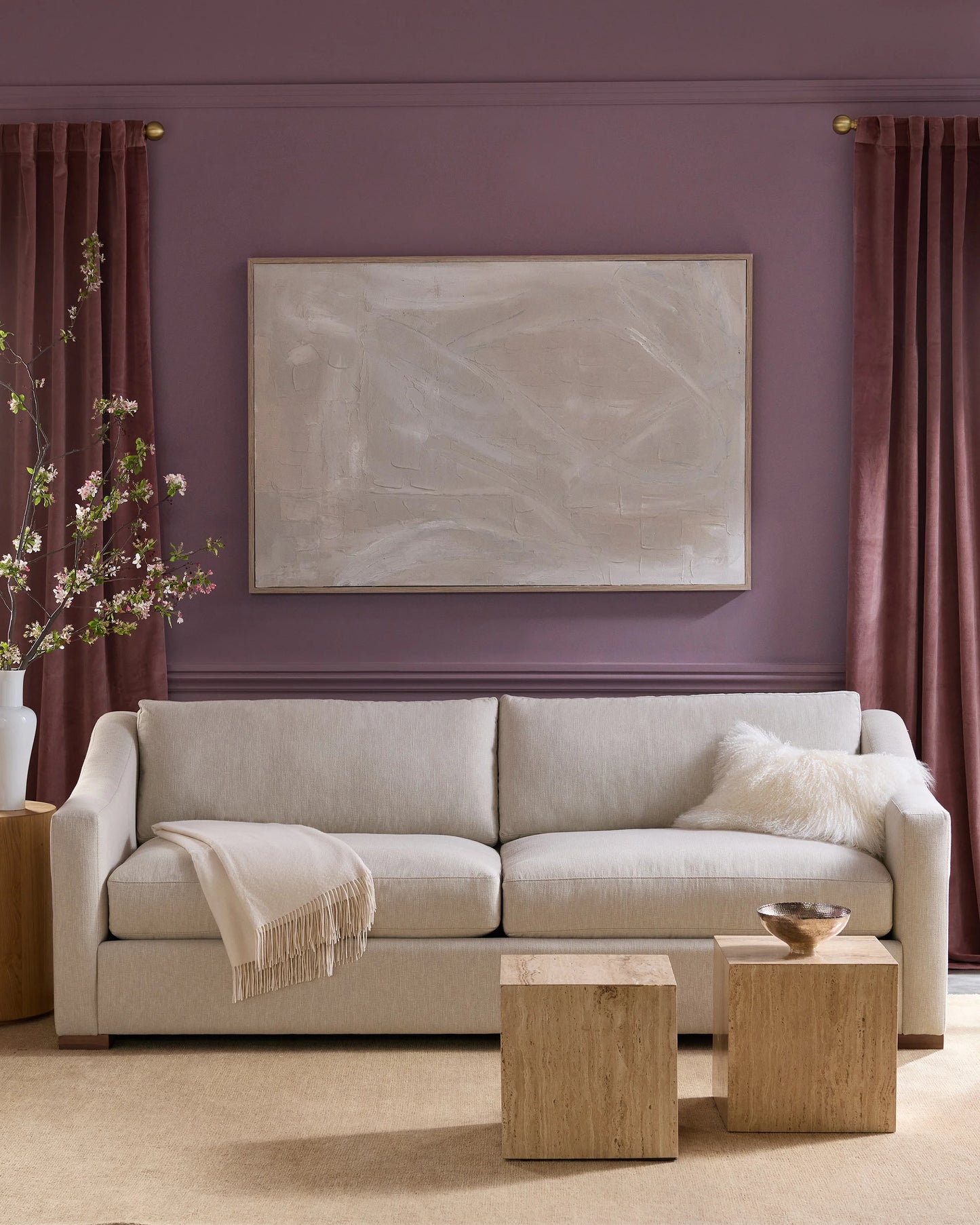 Hollis Slope Arm Sofa in Performance Basketweave - 72" / Flax