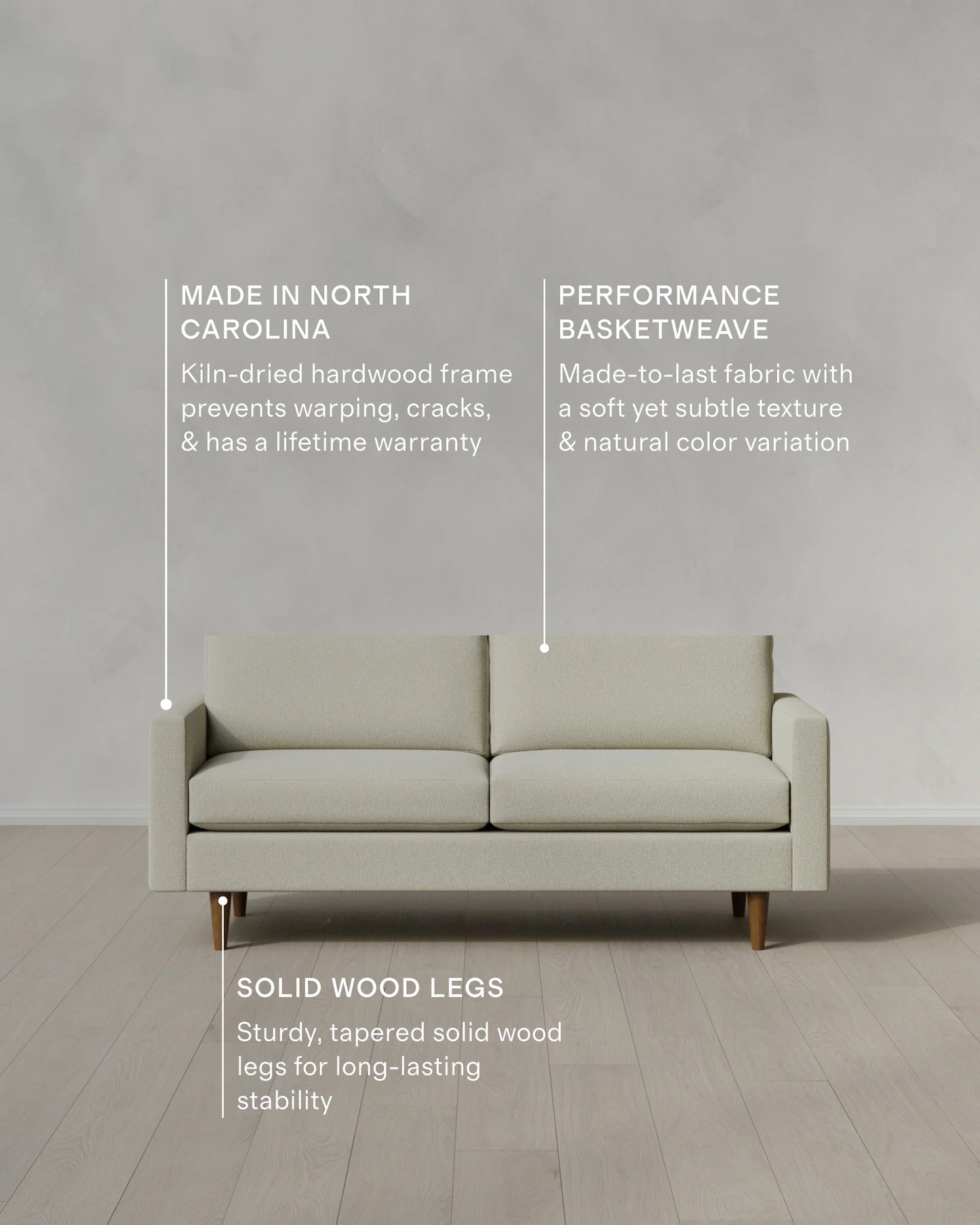 Atlas Midcentury Sofa in Performance Basketweave - 6ft / Navy