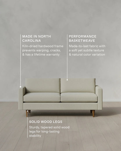Atlas Midcentury Sofa in Performance Basketweave - 6ft / Navy