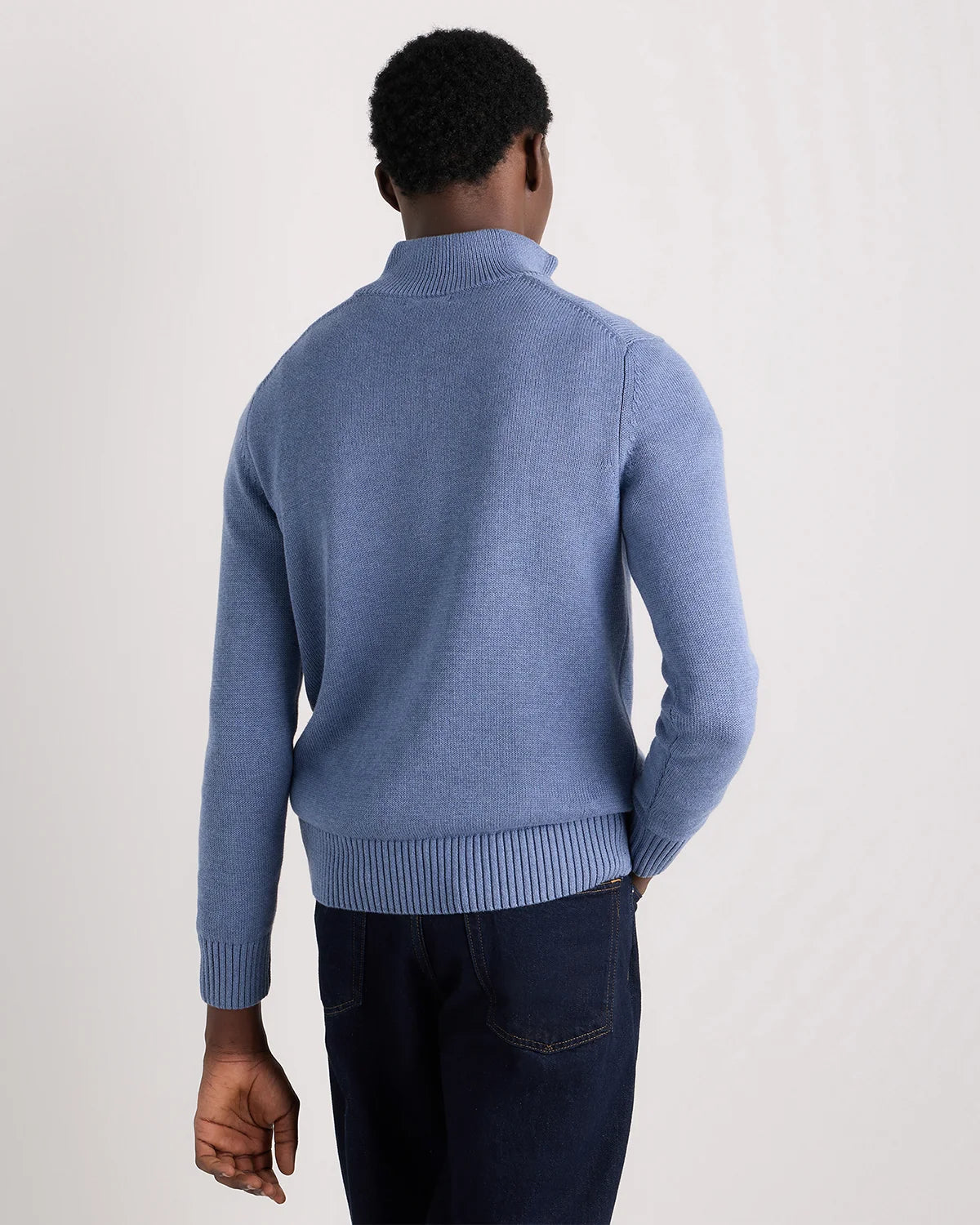 100% Organic Cotton Quarter-Zip Sweater - S / Moonstone Blue