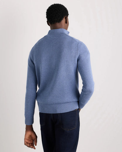 100% Organic Cotton Quarter-Zip Sweater - S / Moonstone Blue