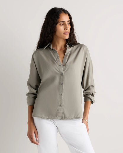 Vintage Wash Tencel Dolman Long Sleeve Shirt - XS / White