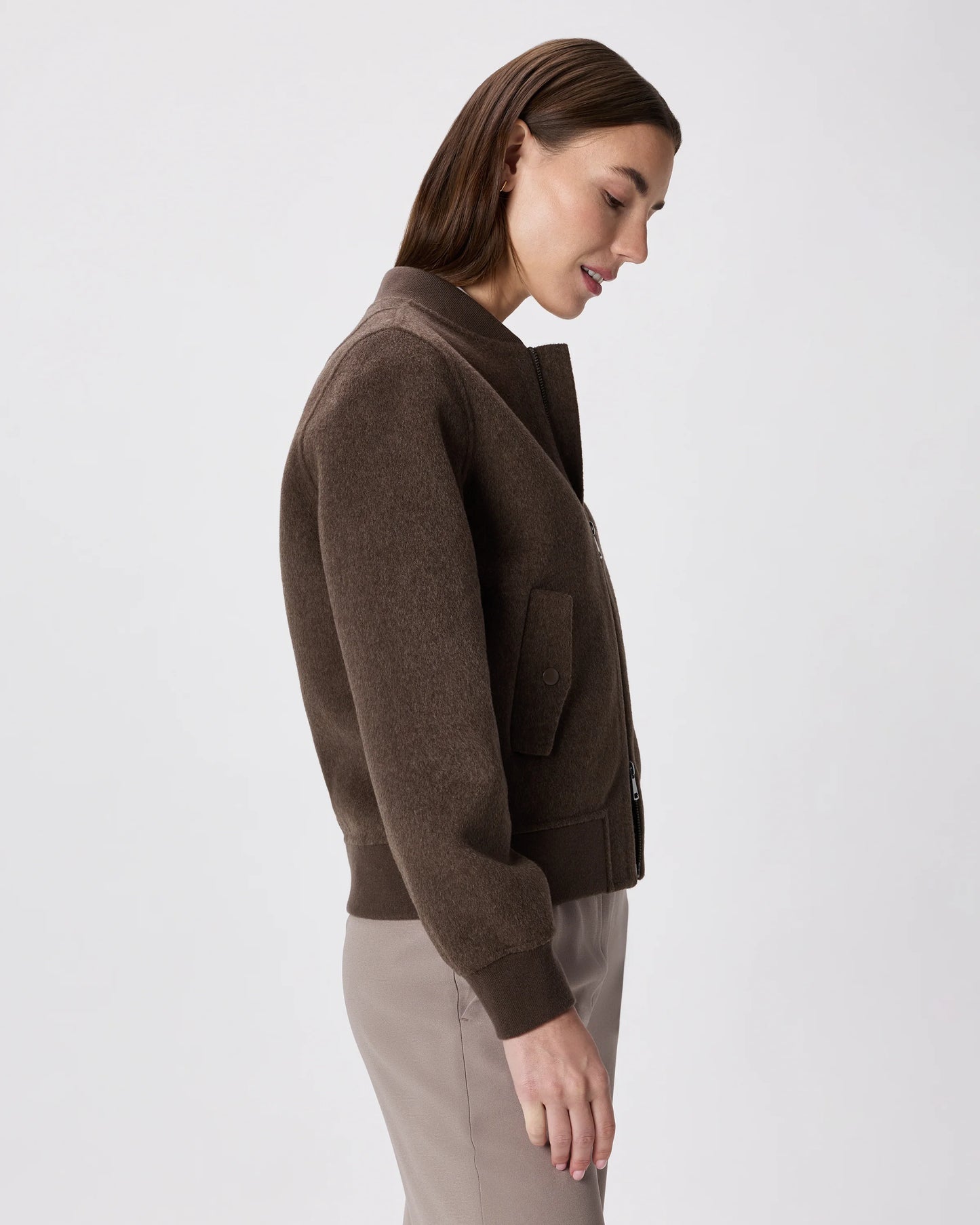 Double-Faced Merino Wool Bomber Jacket - XS / Black