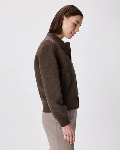 Double-Faced Merino Wool Bomber Jacket - XS / Black