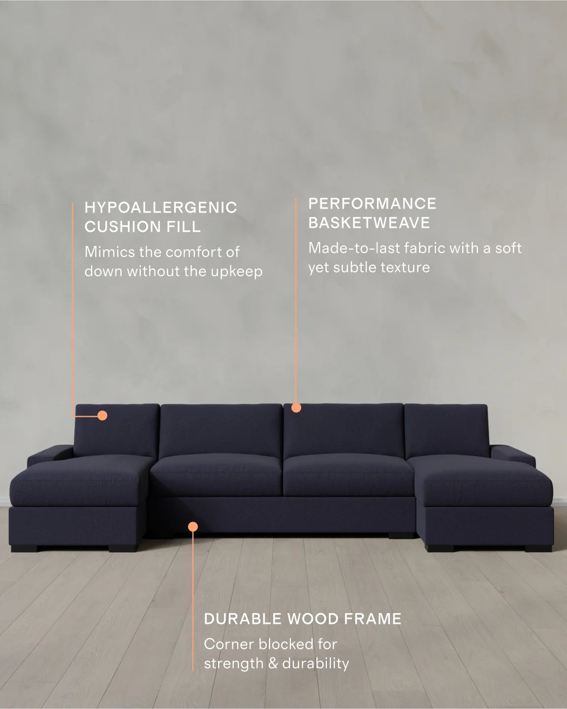 Stillman U Sectional in Performance Basketweave - One Size / Flax