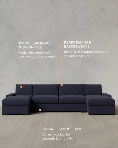 Stillman U Sectional in Performance Basketweave - One Size / Flax