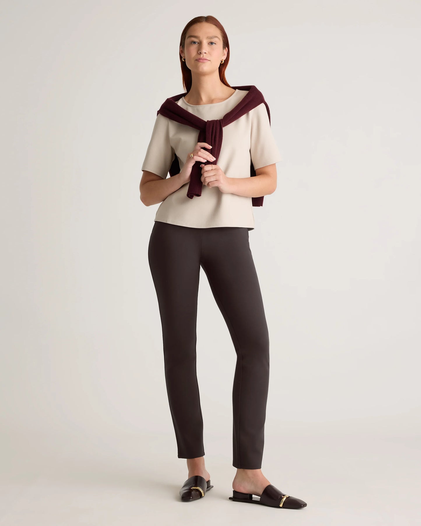 Ultra-Stretch Ponte Straight Leg Pants - XS / Morel Grey