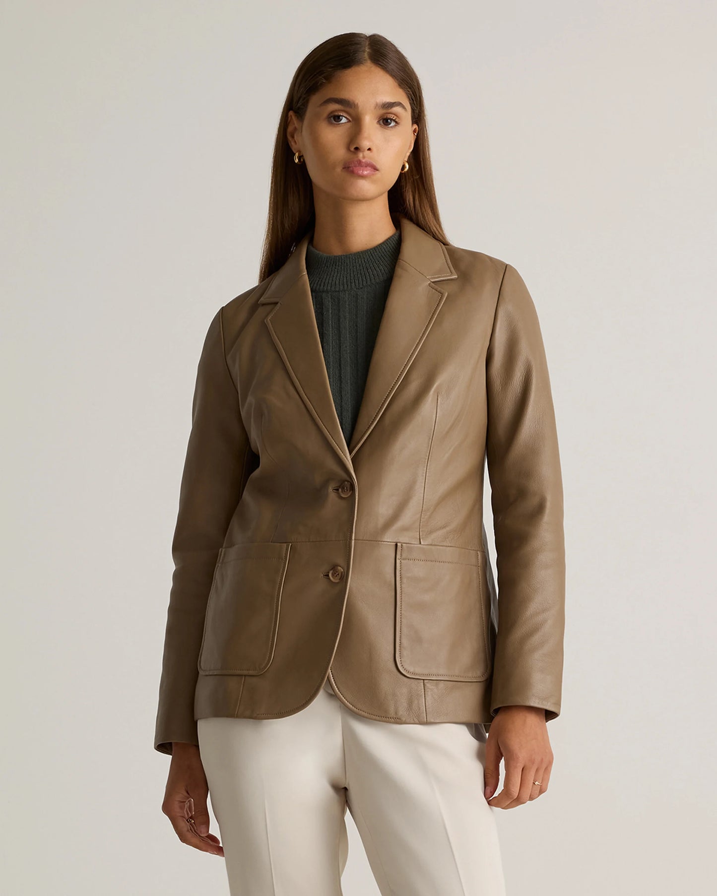 100% Leather Blazer - XS / Rich Brown