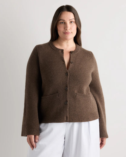 Mongolian Cashmere Structured Cardigan - 1X / Oatmeal