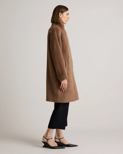 Alpaca-Wool Stand Collar Coat - XS / Rustic Brown