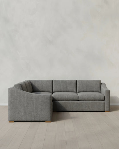 Hollis Slope Arm L Sectional in Performance Chenille Linen Blend - 110x110 / Snow