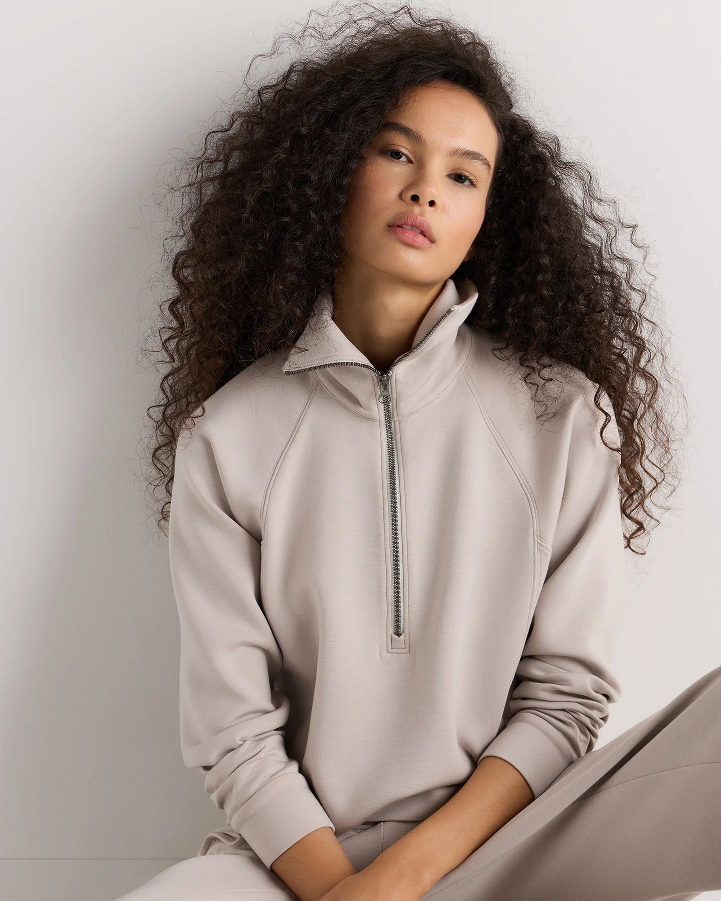 CloudComfort Half Zip Sweatshirt - XS / Pebble Beige