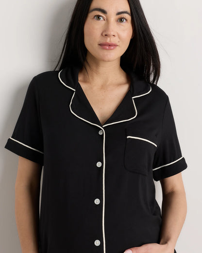 Bamboo Jersey Maternity Short Sleeve Pajama Set - XS / Wine Tasting Red