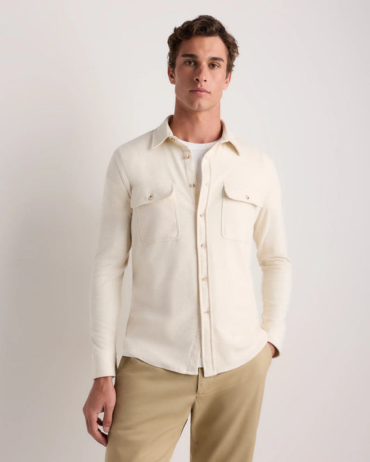Stretch Sweater Fleece Shirt - S / Off-White