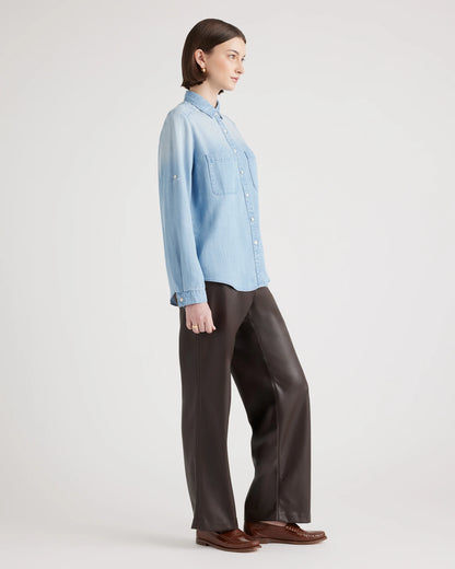 Chambray Tencel Long Sleeve Shirt - XS / Light Indigo