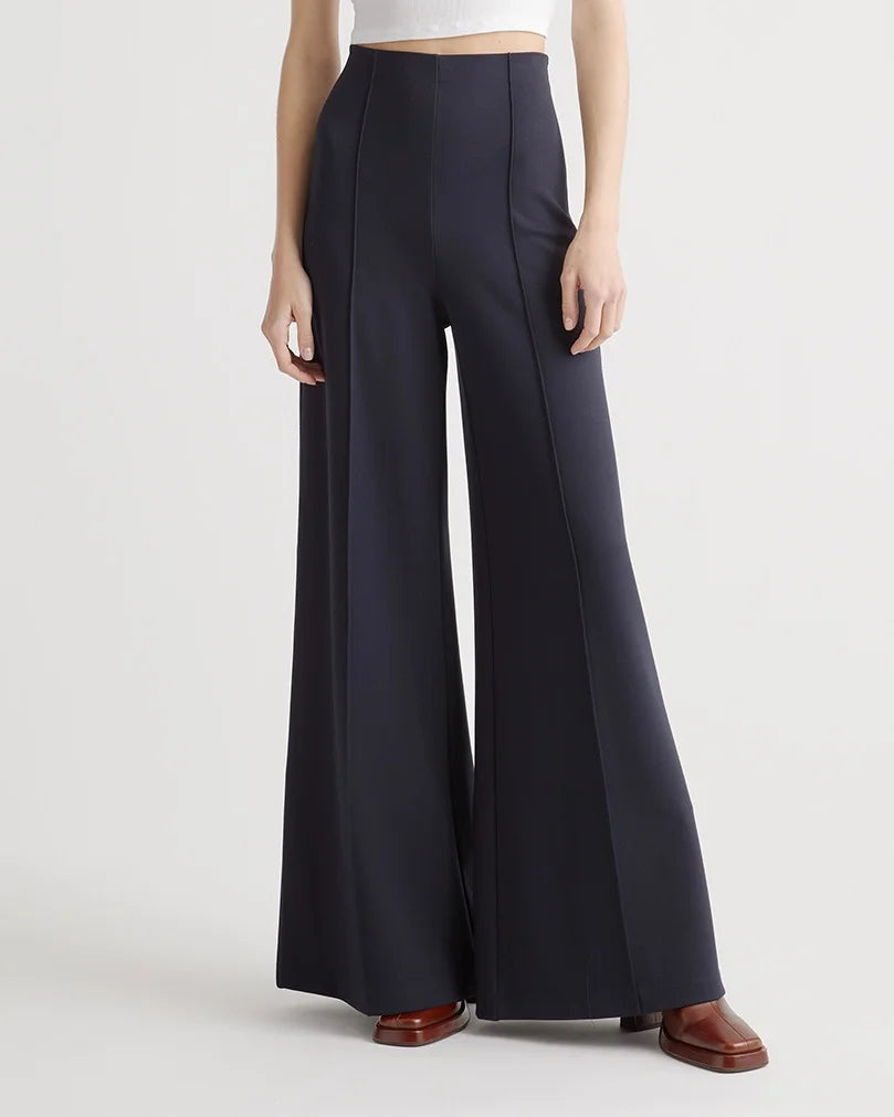 Ultra-Stretch Ponte Super Wide Leg Pants - XS / Black
