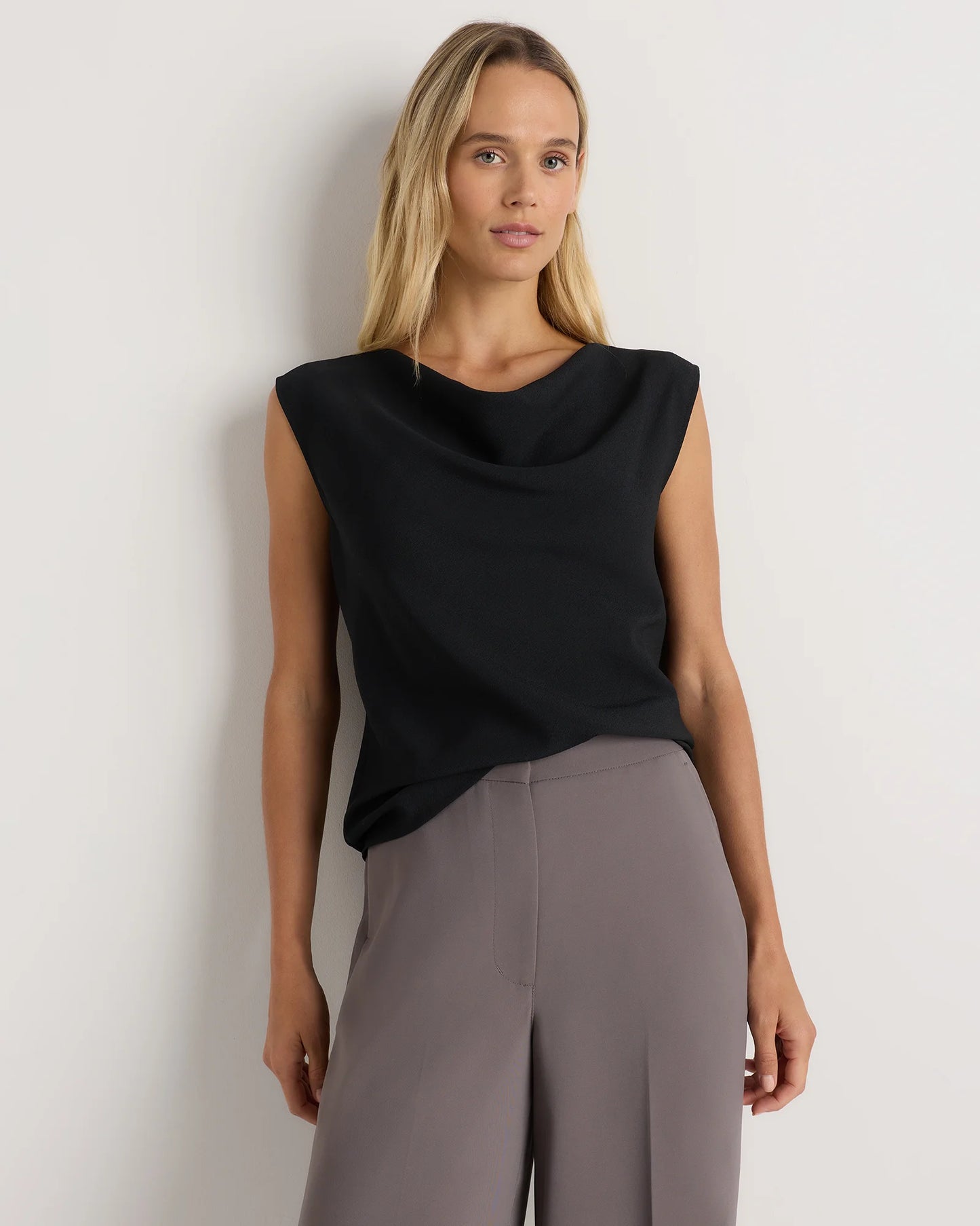 Draped Matte Cowl Neck Tank - XS / Porcelain Ivory