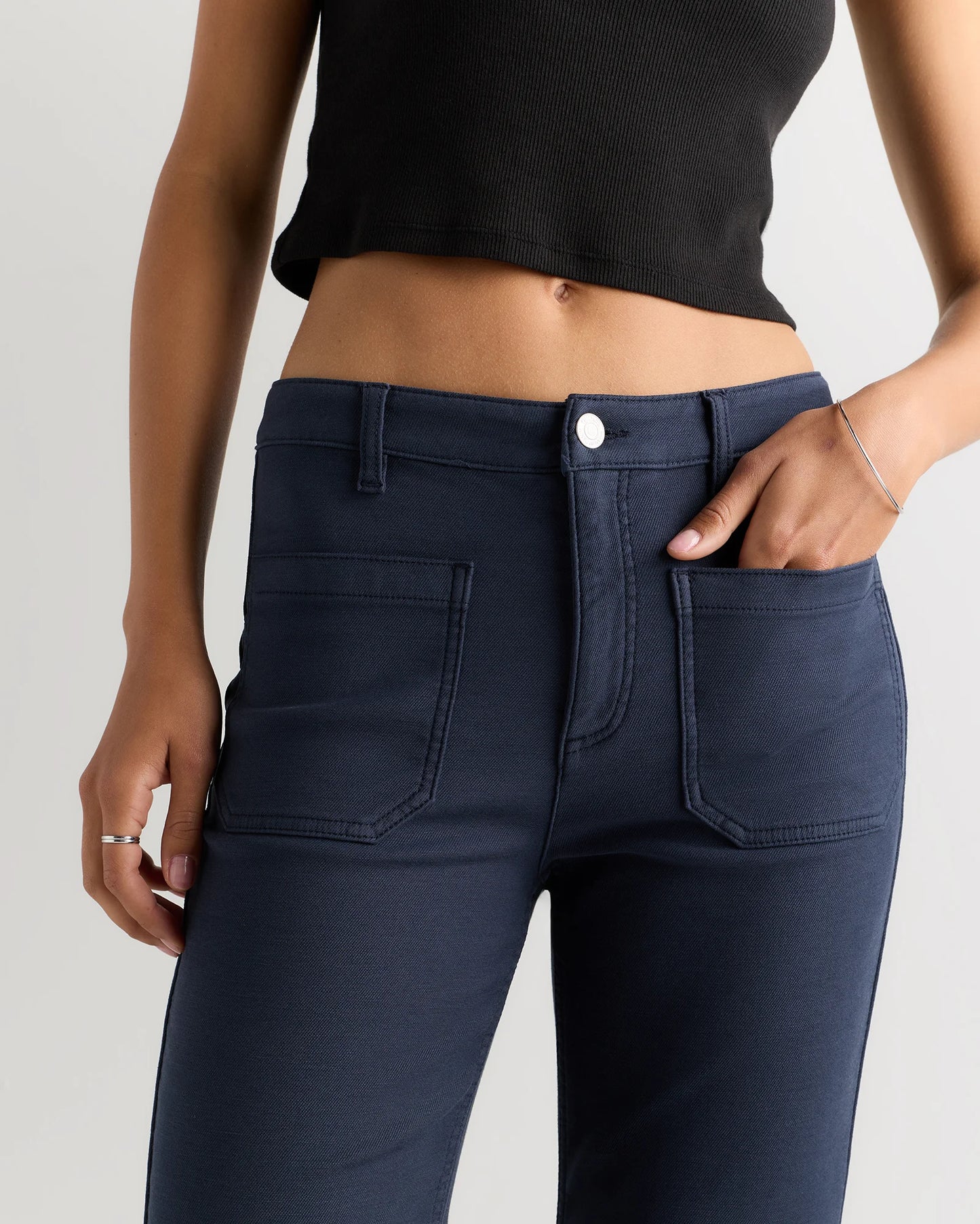 French Terry Wide Leg Pants - 0 / Deep Navy