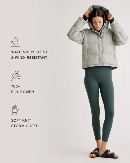 Responsible Down Cropped Puffer Jacket - XS / Shiny Black