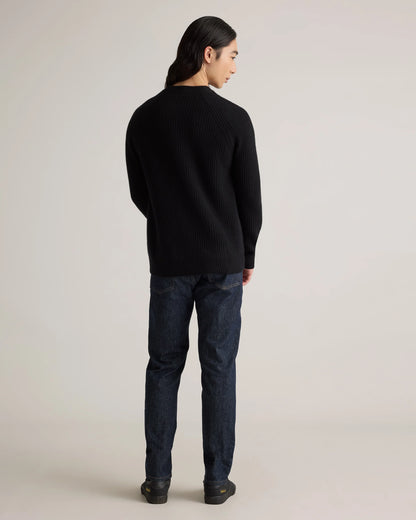 Mongolian Cashmere Fisherman Crewneck Sweater - S / Navy Marl