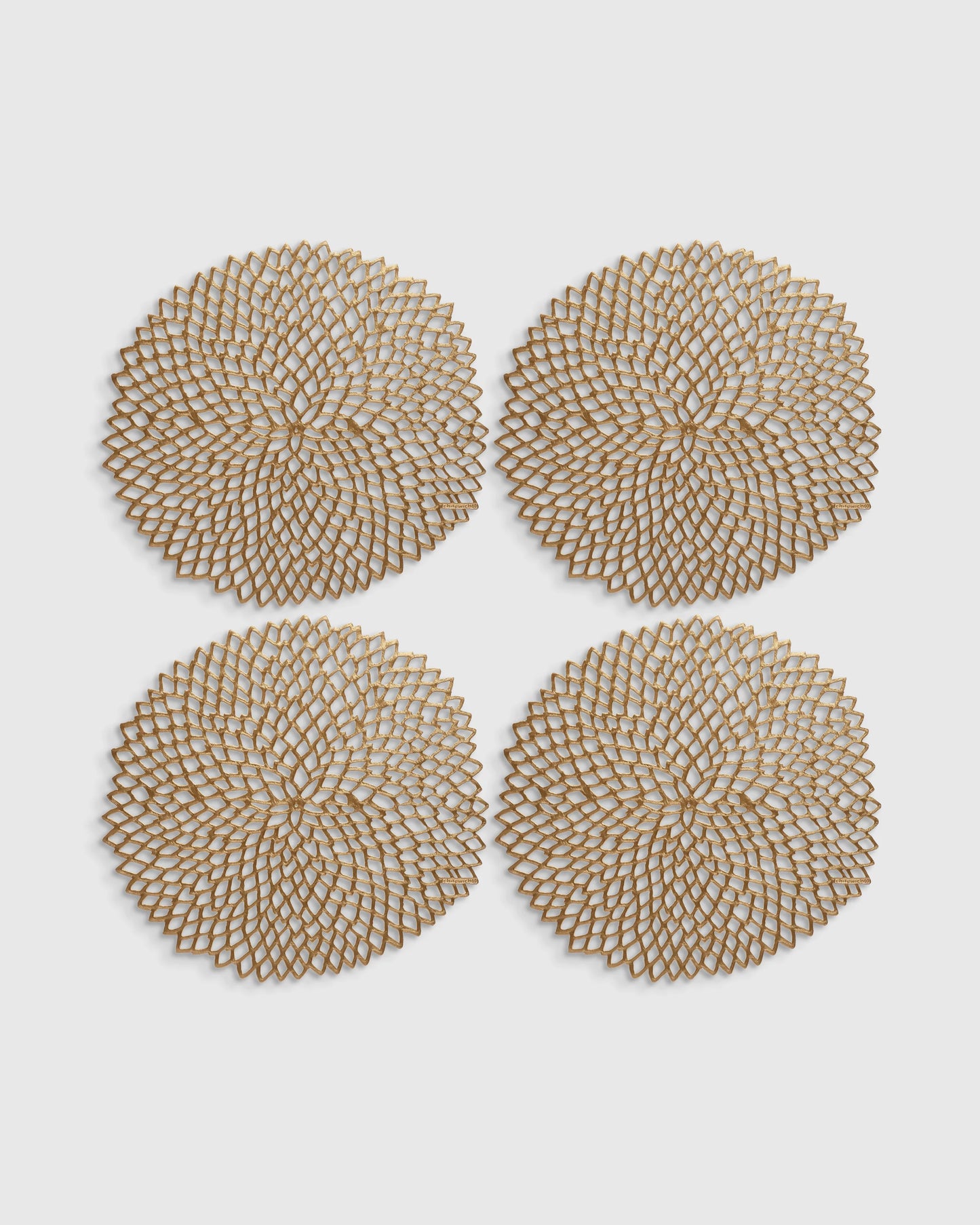 Pressed Dahlia Placemats, Set of 4 by Chilewich - One Size / Brass