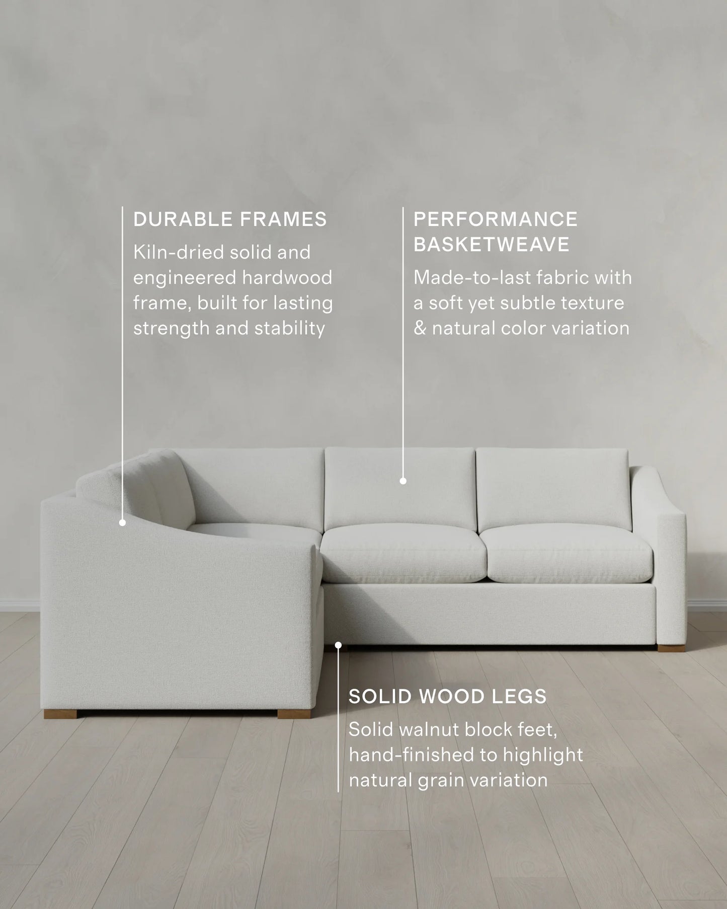 Hollis Slope Arm L Sectional in Performance Basketweave - 110x110 / Flax