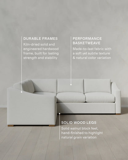 Hollis Slope Arm L Sectional in Performance Basketweave - 110x110 / Flax
