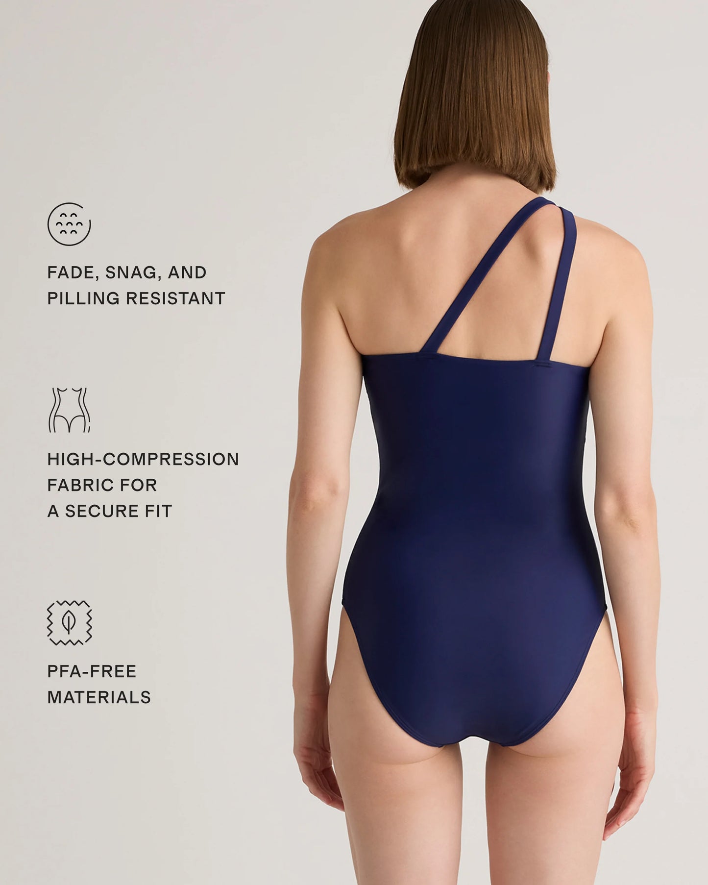 Italian One Shoulder One-Piece Swimsuit - XS / Palm