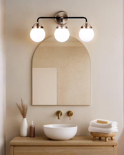 Triple Globe Steel Sconce - One Size / Black