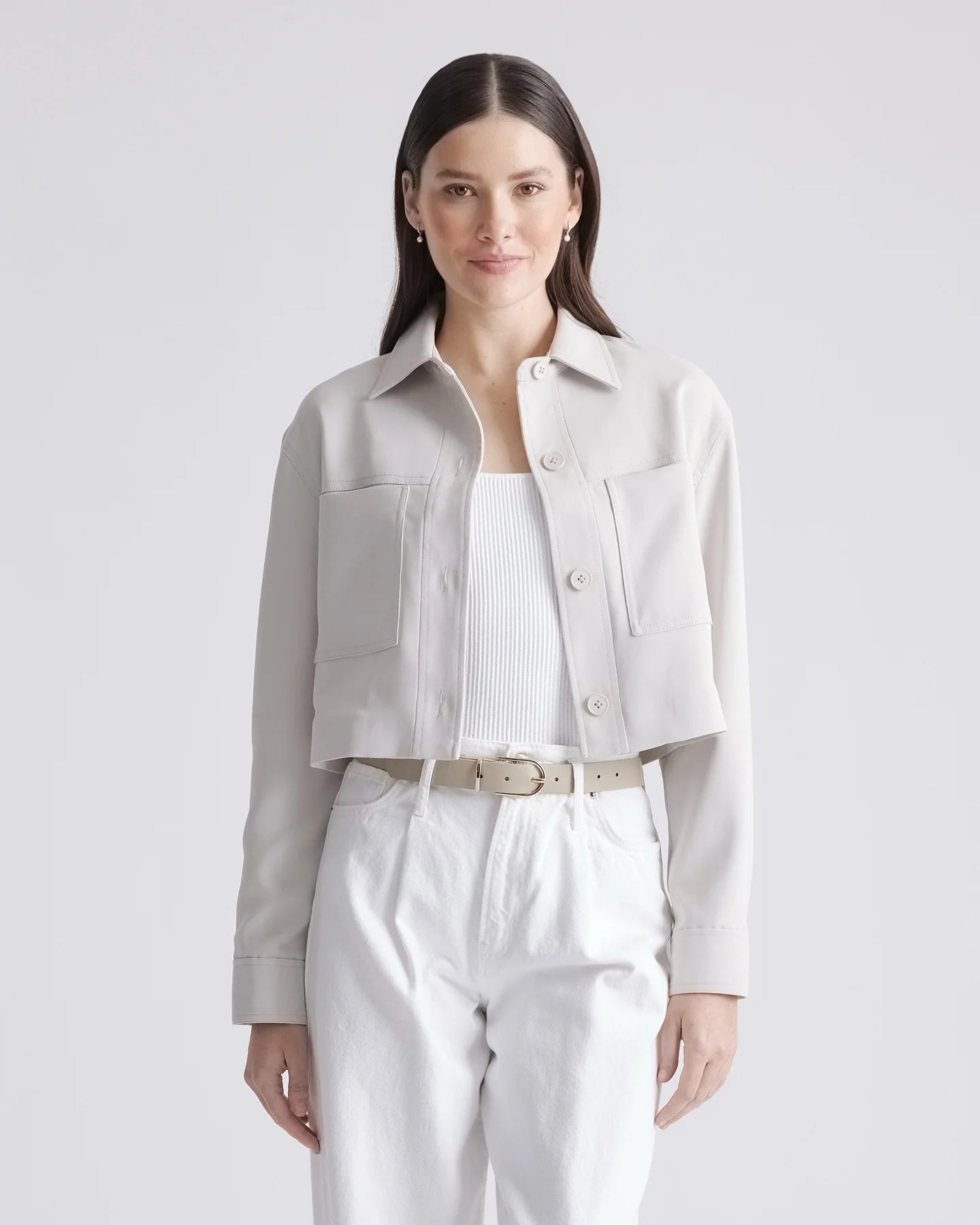 Stretch Crepe Cropped Jacket - XS / Morel