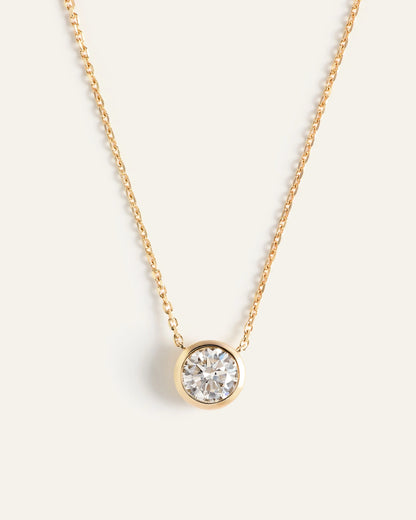 14K Gold Lab Grown Diamond Bezel Necklace - One Size / Yellow Gold