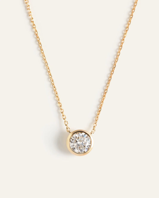 14K Gold Lab Grown Diamond Bezel Necklace - One Size / Yellow Gold