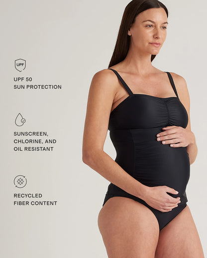 Italian Maternity Two-Piece Tankini Swimsuit - XS / Black
