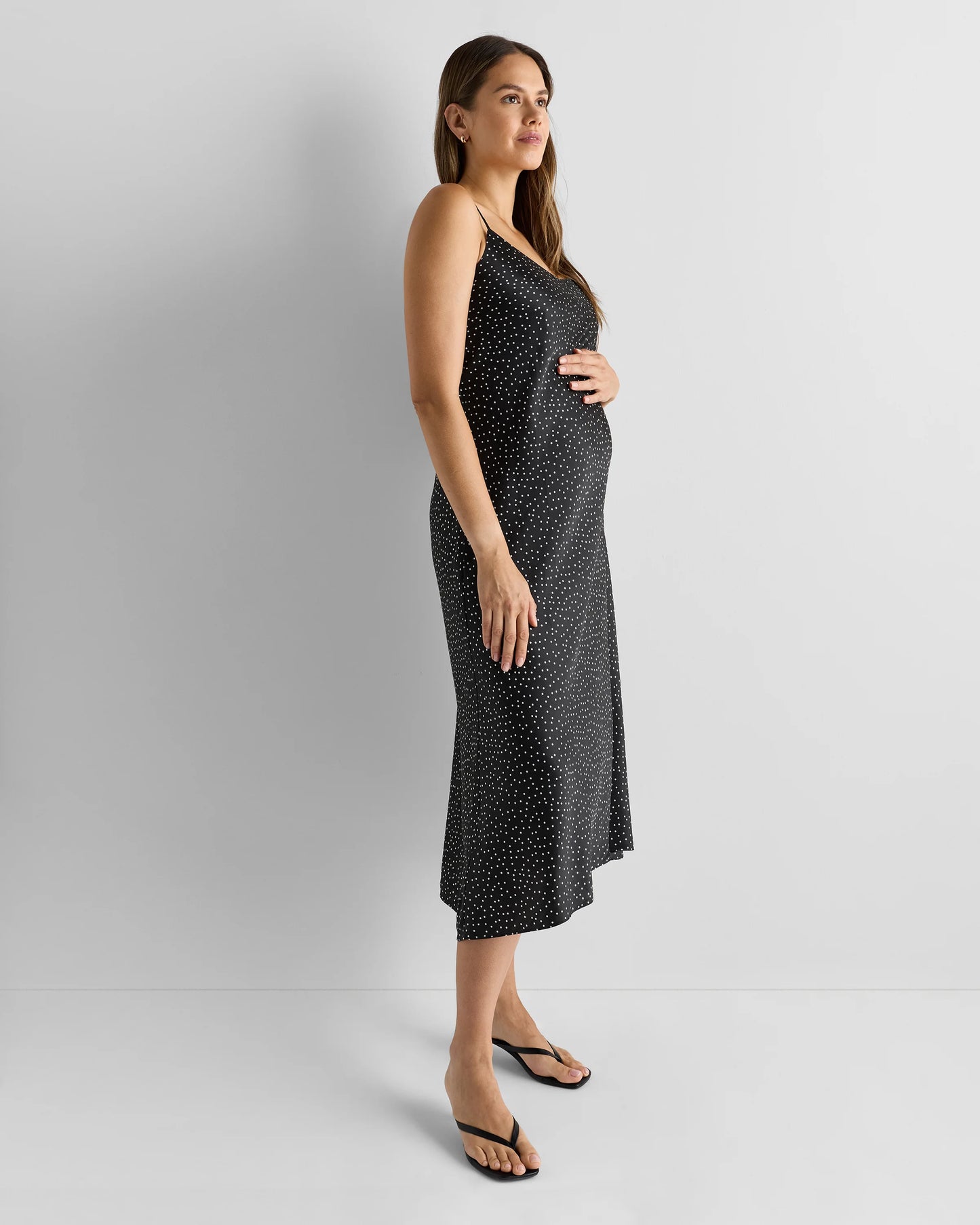 Washable Stretch Silk Maternity Slip Dress - XS / Moonstone Blue Heirloom Floral