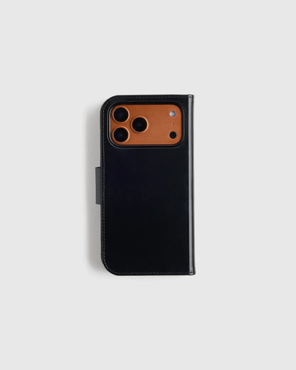 Italian Leather Phone 2-in-1 Folio Case - 17 Pro / Black