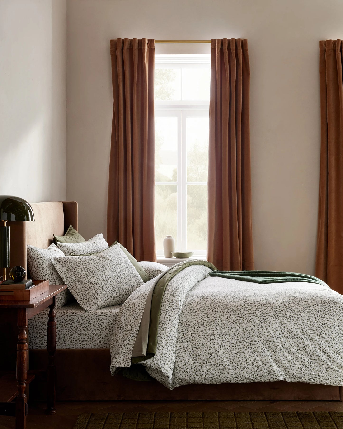 Organic Crisp Percale Floral Duvet Cover Set - Twin / Toffee Florette