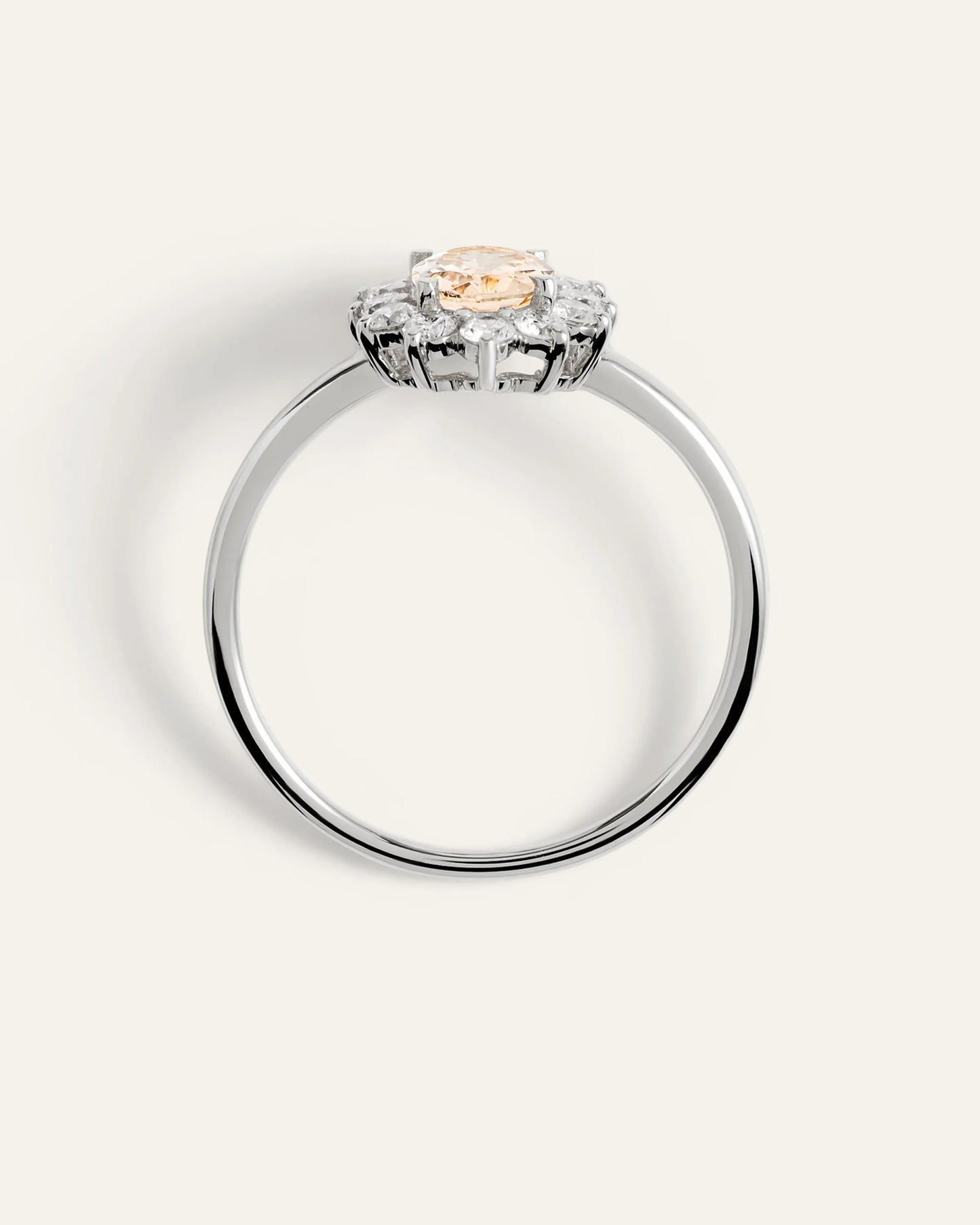 14K Gold Lab Grown Diamond and Morganite Halo Ring - 4 / White Gold