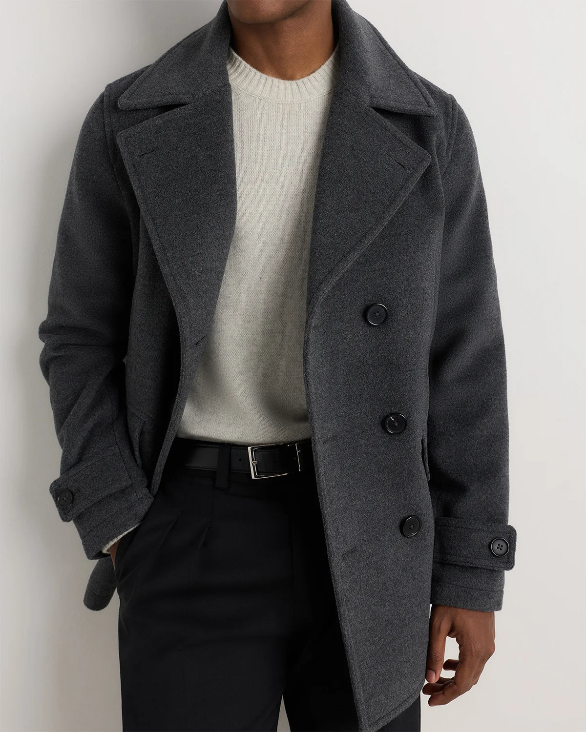 Wool Cashmere Peacoat - XS / Heather Charcoal