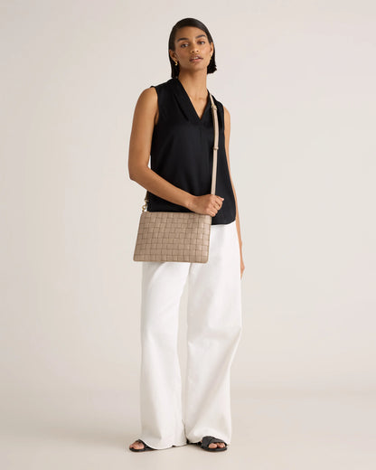 Italian Leather Handwoven Convertible Crossbody - One Size / Cognac